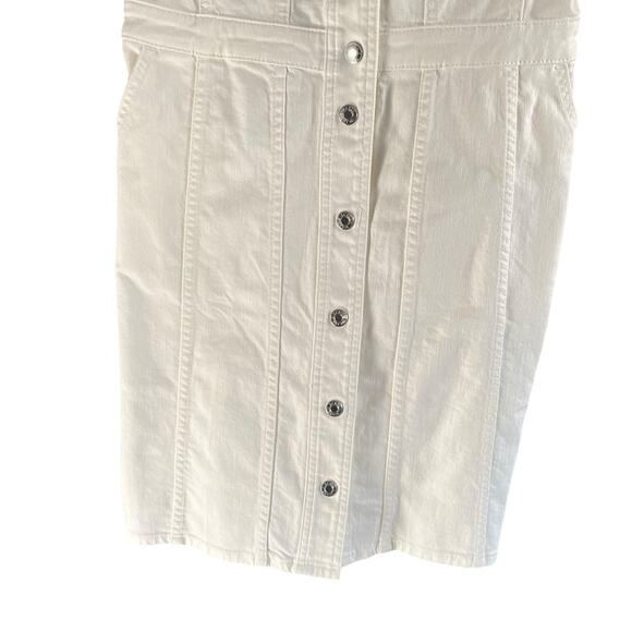 J Crew Womens White Denim Dress Sleeveless Snaps Cotton Size 8 Preppy 90s - Picture 4 of 9